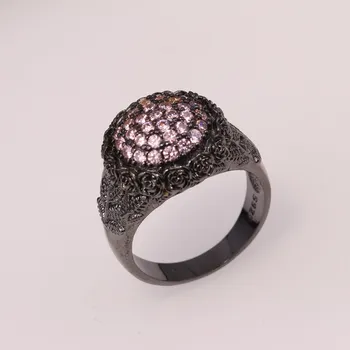 Waltiz Fashion Класически Бижута пръстени за жени custom брачни слънчоглед черно златен пръстен виолетово розов Циркон пръстена