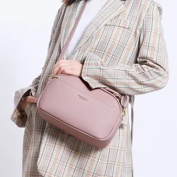 WEICHEN двоен джоб с цип чанта за жени изкуствена кожа дами Пратеник Crossbody чанта мода чанта марка дизайнер