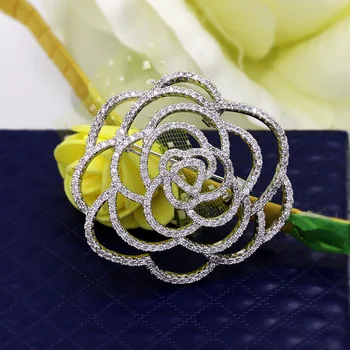 WEIMANJINGDIAN кубичен цирконий CZ Crystal проправи розата е цвете брошка игла за жени сватбата булката партия бижута
