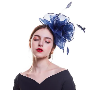 WELROG британските Кралски сватбени шапки за жени Fascinators перо цветя клип на шапка сватбени аксесоари за коса елегантни шапки дерби