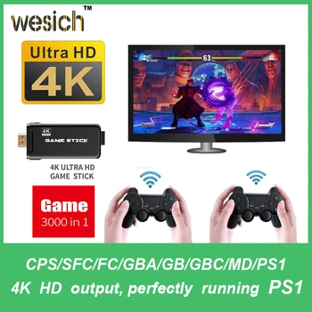 Wesich U8 Игра Stick 4K Ultra HD TV Video Game Dongle HDMI PS1 емулатори двойна 2.4 G безжичен геймпад контролер на 3D игрова конзола