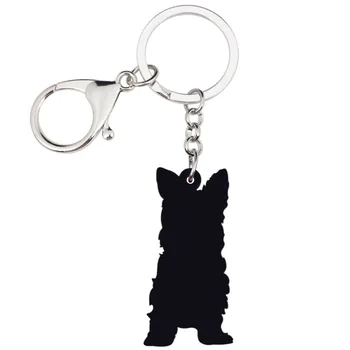 WEVENI акрилни сладък йоркширски териер куче ключодържатели ключодържатели подарък за жени момиче женски притежателя висулки, мода бижута животни