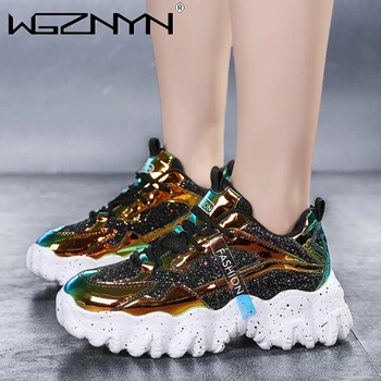 WGZNYN маратонки жени 2020 мода платформа Вулканизированные обувки Bling дишаща буци маратонки лилаво размер 36-41 Zapatillas Mujer