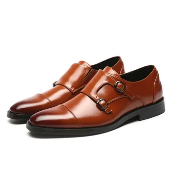 Whoholl луксозна марка кожена официална мъжки обувки класически Оксфорд обувки за мъже мокасини мъжки модел обувки двойна монах каишка обувки 48