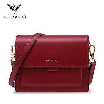 Williampolo дамска чанта флип чанта плътен цвят многофункционален голям капацитет цип под мишниците прашка чиста кожена чанта
