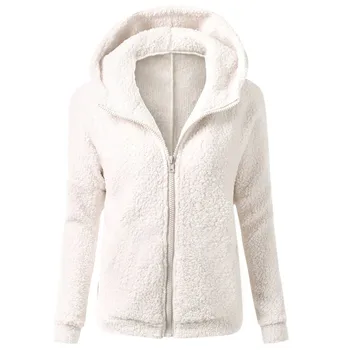 Women Jacke Women Hooded Sweater Coat Warm Winter Wool Zipper Coat памучни палто на горно облекло дамско зимно яке