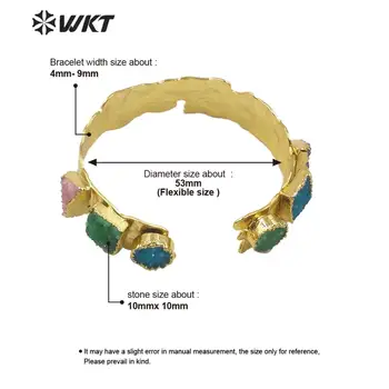 WT-B515 нови 2020 Пролет цветни природни druzy кварцов камък Гривна дамска мода златна гривна