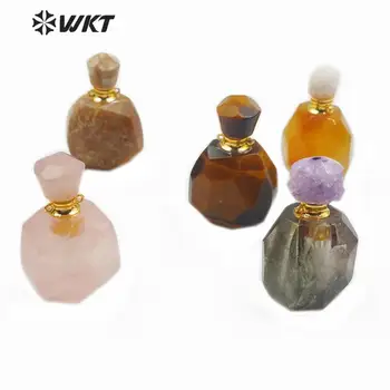 WT-P1484 мода парфюм висулка от натурален камък висулка Каменна бутилка със златно покритие на една кука висулка колие жена