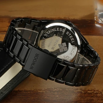 WWOOR Business Watches For Men Top Brand Luxury Stainless Steel Date Кварцов ръчен часовник Man Waterproof Blue Dial Watch saat erkek