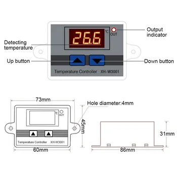 XH-W3001 цифров регулатор на температурата термостат W3001 110V 220V на 12V 24V терморегулятор Аквариум инкубатор регулатор на температурата
