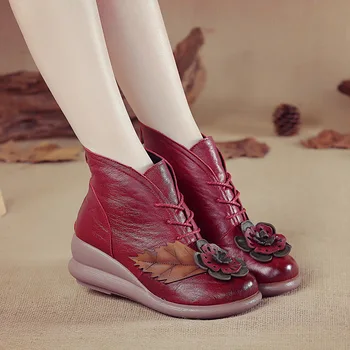 Xiuteng нова мода естествена кожа, дамски ботуши, зимни обувки ежедневни стягам жените ботуши клинове ръчно изработени обувки обувки жена ботуши