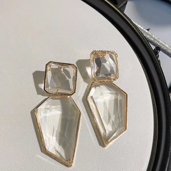 XIYANIKE 2020 нов Za бели прозрачни кристали, обеци от падане за жени изявление Boho виси на Сватбени обици партия бижута