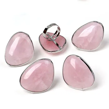 XSM 1 бр розов кварц регулируем пръстен за жените Момичета от естествен камък, ангажимент бижута на Crystal сувенир подарък