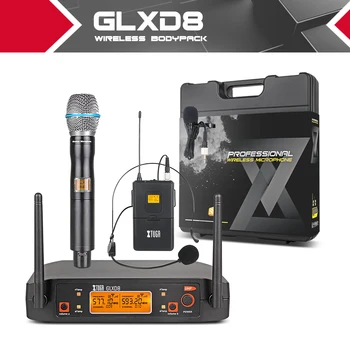 XTUGA GLXD8 преносим UHF микрофон система с калъф за носене 1Boydpack1Handheld MIC BOX безжичен за етапа на Църквата сватбата