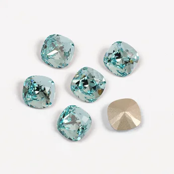 YANRUO 4470 високо качество на ноктите планински кристал възглавница нарязани на форми аквамариновый цвят популярни стъклени камъни за 3D нокти аксесоари