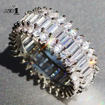 YaYI Jewelry Принцеса Cut 5.9 CT Multi Zircon Silver Color годежни пръстени ангажимент сърцето пръстен момичета вечерни пръстени подаръци