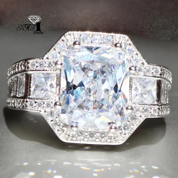 YaYI Jewelry Принцеса Cut 7.7 CT Бял Циркон сребърен цвят годежни пръстени ангажимент сърцето пръстен момичета партия пръстени подаръци 864
