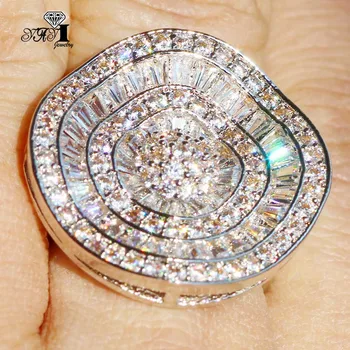 YaYI бижута Принцеса нарязани на 12 карата Бял Циркон сребърен цвят годежни пръстени, сватбени халки сърцето на момичето Е парти пръстен подаръци 962