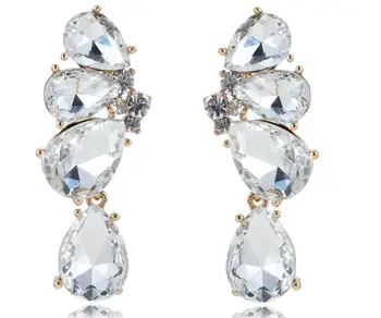 YaYi бяло стъкло от кристал обеци, дамски модни старинни златни обеци, скъпоценни камъни, обеци за жените Момичета E1000