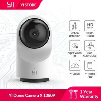 YI Dome Camera X 1080P Full HD AI-Based Two-way Audio Сигурност IP Cam Human/Pet Detection Night Vision Support SD Card/YI Cloud