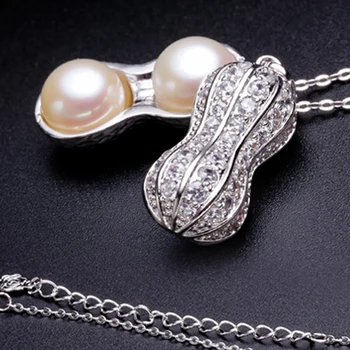 YIKALAISI 925 стерлинги сребърни бижута за жени перлена огърлица бижута от перли естествени сладководни перли фъстъци окачване подарък