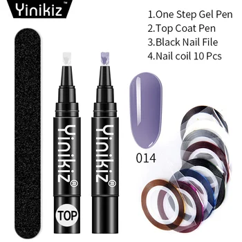 Yinikiz 13шт издръжливи led UV-лампа лак Лак 3 в 1 One Step Nail Gel Polish Nail Pen No Base Top Coat Nail Gel Set