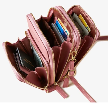 YIZHONG мода голям капацитет рамо в гърдите чанта на жената карта мобилен телефон в джоба кожена Crossbody чанта чантата женски чанта