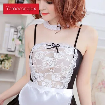 Yomocarajox Cosplay Women Costume White Lace Adult Vestidos Секси French Аниме Maid Clothes Clothing Lingerie Dress Uniform