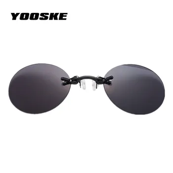 YOOSKE клип на носа слънчеви очила мъжете реколта хакер Империята на Матрицата, Морфей без рамки слънчеви очила с Кръгли очила с UV400