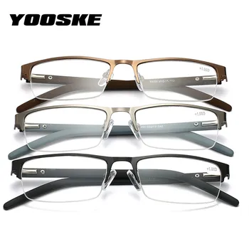 YOOSKE мъжки слънчеви очила за четене на метална половината от рамката на бизнес далекогледство очила рецепта +1.0 1.5 2.0 2.5 3.0 3.5 4.0