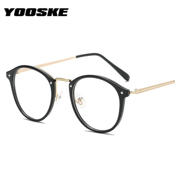 YOOSKE прозрачни очила Жени ретро Кръгли рамки за очила Дамски черен розови оптични очила късогледство рамка
