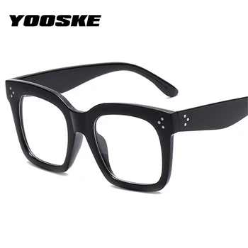 YOOSKE прозрачни рамки за очила жени извънгабаритни очила мъжете реколта фалшиви очила Дамски черен недалновидни рамка