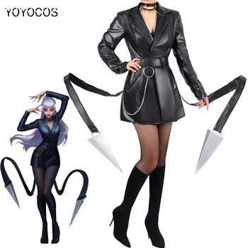 YOYOCOS LOL KDA Evelynn cosplay костюм Секси Кожени Trench Coat най-лошата игра cosplay костюми оборудване жени Хелоуин подарък