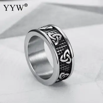 YYW 2019 нов черен тибетски сребърен цвят пръст пръстен за мъже въртящо благословия щастлив санскрит будистка мода пънк пръстени бижута