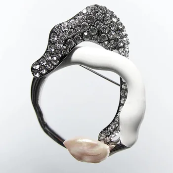 ZA брошка мода неправилна геометрична форма на големи брошки игли за жени мода планински кристал, имитация на перли брошка бижута подаръци
