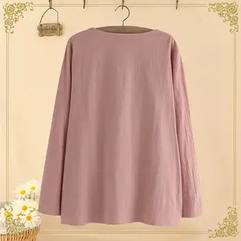 ZANZEA Пролет VintageWomen с дълъг ръкав памук бельо блуза ежедневни Лоскутная риза плюс размера на цветя печатни топ свободни Blusas