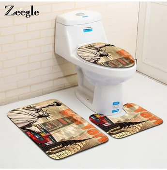Zeegle Scenic Pattern 3 бр. / компл. подложка за баня, килим тоалетка мат нескользящий Бартрум постелки за тоалетна Делото за декорация на баня