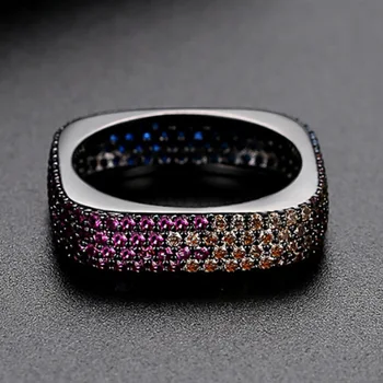 Zlxgirl jewelry mixed color mirco подплатени Циркон женски годежни пръстени, бижута високо качество на медни пръстени за пръстите на анел aneis