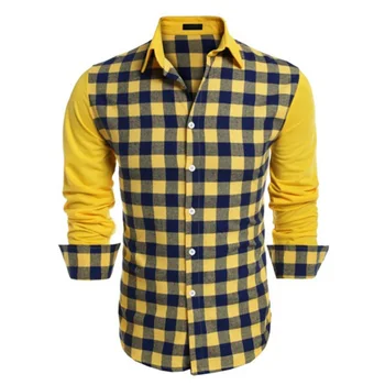 ZOGAA 2020 есенна мода за мъже каре дизайн ежедневни риза мъжете рокля с дълъг ръкав ризи бутон надолу градинска ежедневни риза