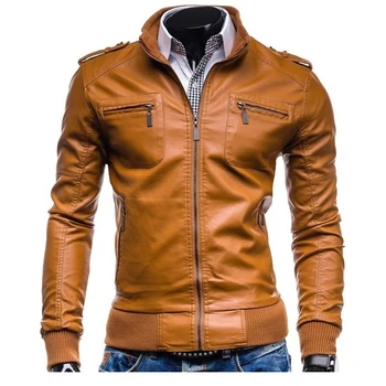 ZOGAA мъжко яке ПУ мотоциклетни палто от изкуствена кожа дрехи, Мъжки ежедневни дрехи размер S - XXL твърди бизнес мъжки кожени якета