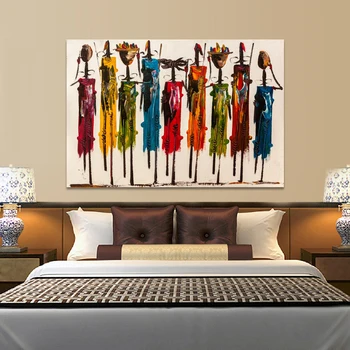 Абстрактна африканска жена живопис с маслени бои върху платно скандинавските плакати и щампи изкуството на стената портрет на картини за всекидневна Декор