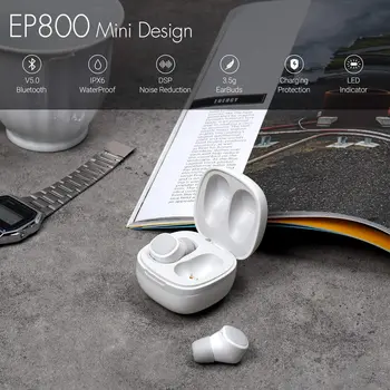 Августовское актуализация EP800 2 цвята TWS Bluetooth слушалки V5.0 безжични слушалки с микрофон слушалки хендсфри слушалки за телефон