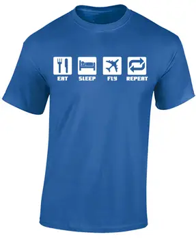 Авиация, летяща тениска-EAT SLEEP FLY REPEAT памук директен О-образно деколте с къс ръкав Нов 2018 смешно нормален