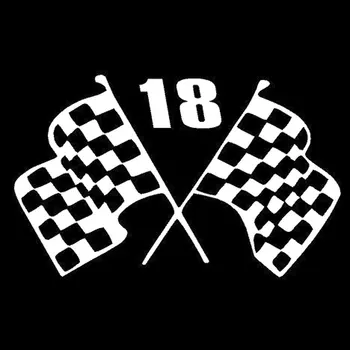 Автомобилни стикери смешно състезателни флаг -18 състезателен автомобил, декорация аксесоари етикети творчески за различни модели черен/бял, 15cm*10см