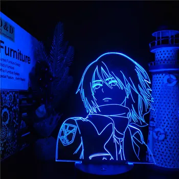 Акрилна 3D лампа атака на титаните Led Night Light Mikasa·Акерман Фигура 7 промяна на цвета на светлината детска спалня настолна лампа Home Decor