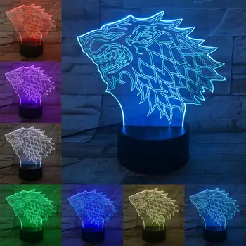Акрилни животни 3D LED лампа спалня маса близо до ночником 7 цвята промяна докосване на дистанционното управление база за декорация на дома с коледни подаръци