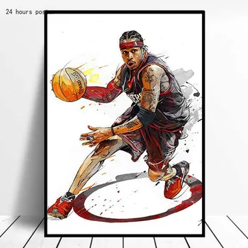 Алън Иверсон печат на плакати с висока разделителна способност платно на картини за декорация на дома номер баскетбол легенда виси живопис стенопис