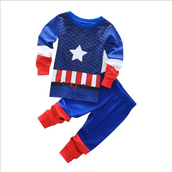 Американски капитан момчета пижами за бебета момчета 2-8 години супергерой cosplay пижами костюм за деца, момчета, подаръци 2 бр. комплекти дрехи