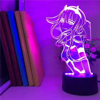 Аниме 3d Лампа Darling In The Franxx Zero Two Figure Nightlight LED Manga Gils LED 3D Table настолна лампа Kids Child Decor Light Gift