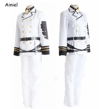 Аниме Серафим края на Mikaela Hyakuya cosplay костюм и бяла пелерина яке риза, панталони равномерно Хелоуин костюми за възрастни мъже